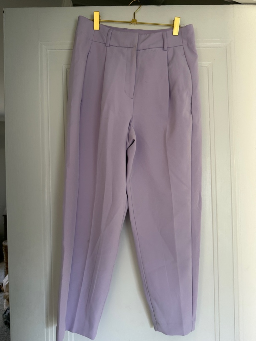 Express - Lilac Ankle High-Rise Pleated Trousers - 4 Short
